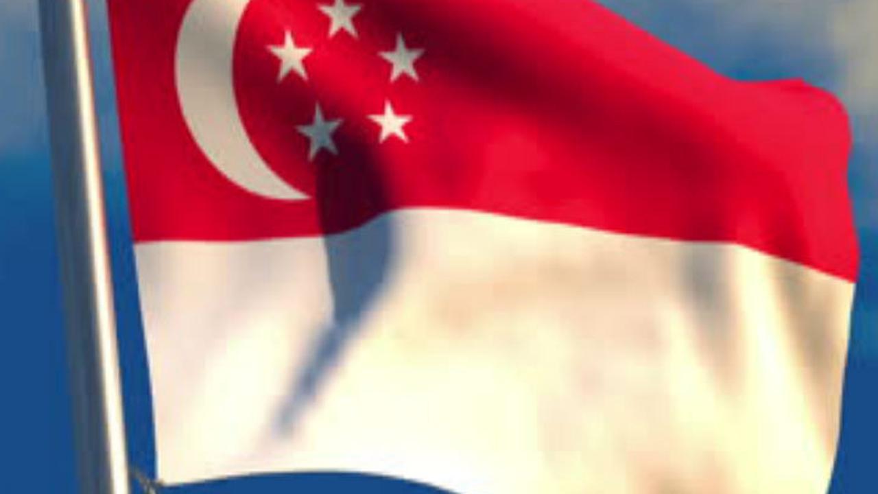 Ilustrasi bendera Singapura - Portrait (Wikimedia Commons)