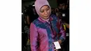 Eli Halimah datang dengan mengenakan busana berwarna ungu. Nyaris tak ada senyum yang tergurat diwajahnya, Jakarta, Jumat (9/5/2014) (Liputan6.com/Johan Tallo)