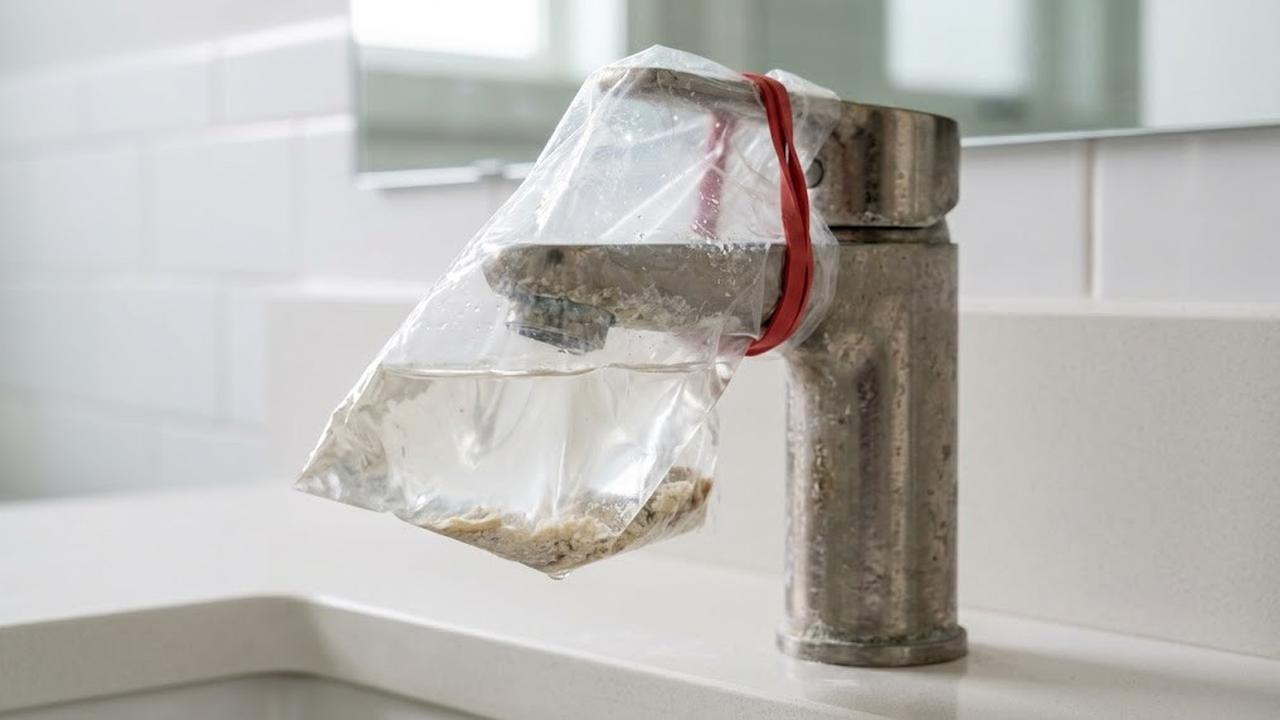 Cuka Putih dan Kantong Plastik untuk Kerak Keran