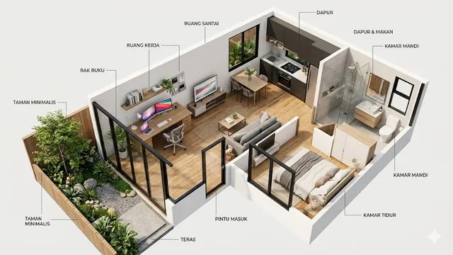 Desain Rumah Anak Muda yang Hobi Kerja