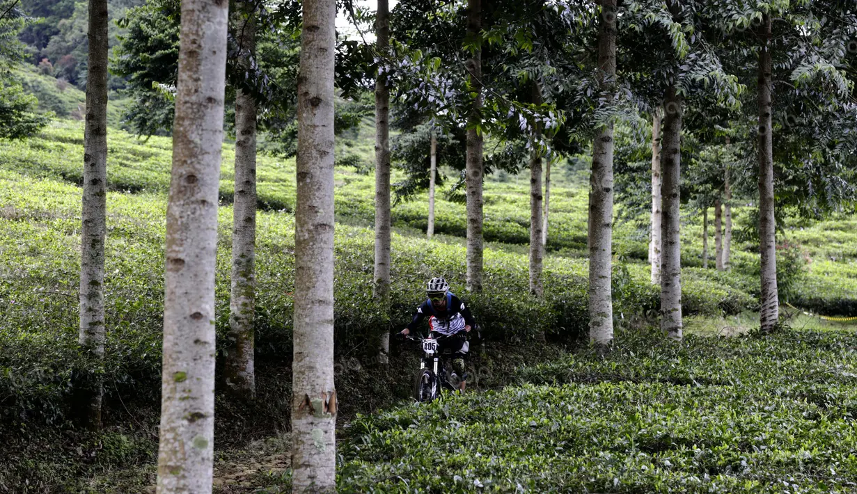 Kejuaraan Indonesian Enduro Series Seri 1 ini terbagi dalam 3 Special Stage di KTH Bike Park, Puncak, Bogor, (29/5/2016). (Bola.com/Arief Bagus)