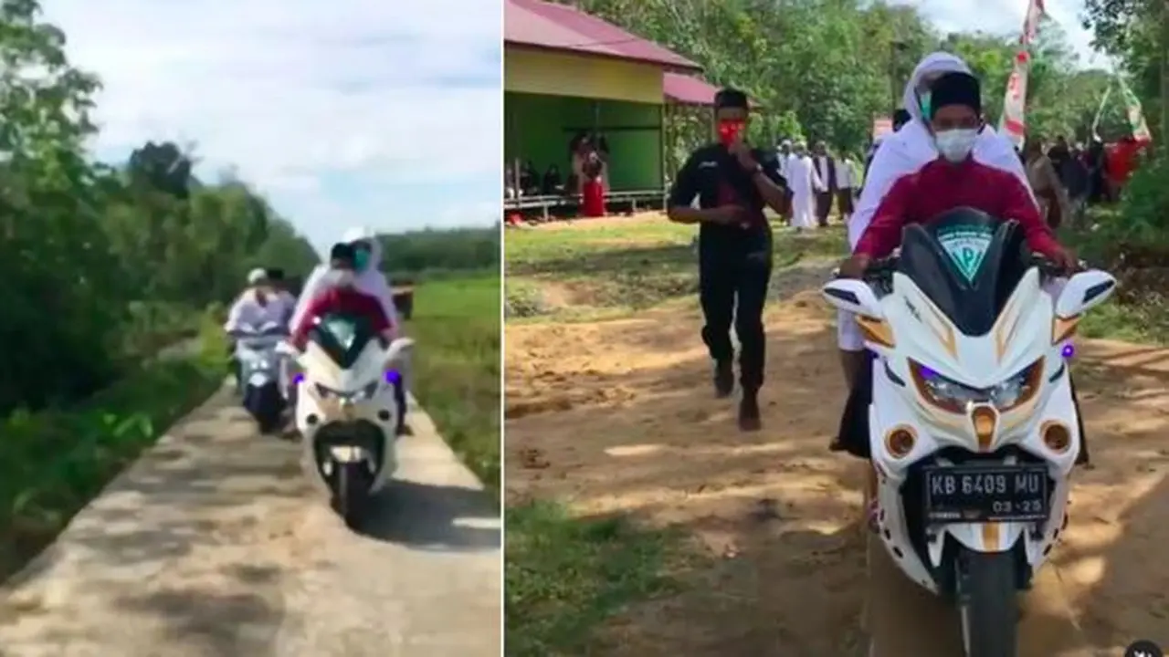 Syekh Ali Jaber saat dibonceng menggunakan Yamaha NMax (Instagram/syekh_muhammad_jaber)