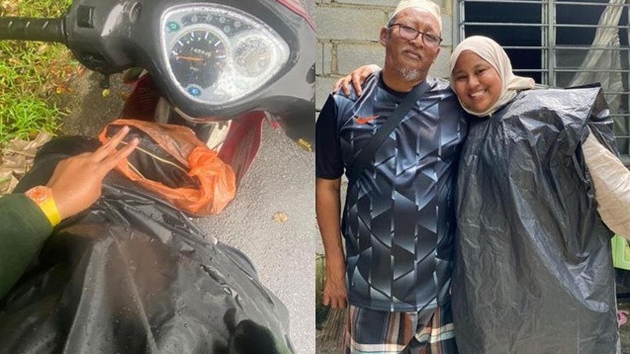 Kisah Gadis Menangis Pakai Jas Hujan dari Kantong Sampah Buatan Ayah