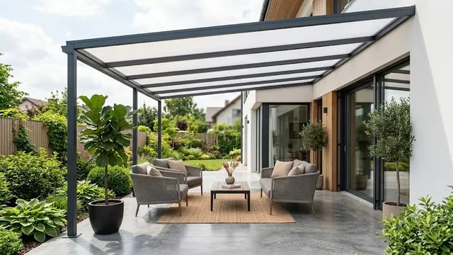 Teras dengan Kanopi Polycarbonate Diffuse