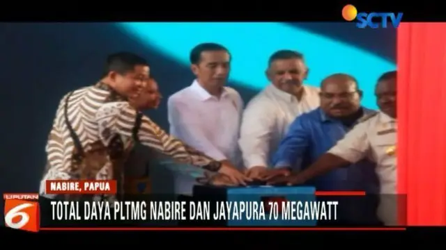 Presiden Jokowi meresmikan dua Pembangkit Listrik Tenaga Mesin Gas (PLTMG) Nabire dan Jayapura di Papua dan Papua Barat.