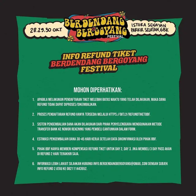 Berdendang Bergoyang Festival 2022 Janjikan pengembalian Uang Tiket 100 Persen, Simak Panduannya. (instagram.com/berdendangbergoyang)