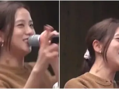 Benjolan terlihat di leher Jisoo Blackpink. Kendati demikian, ekspresi wajahnya memperlihatkan bahwa dia baik-baik saja. (Foto: via Allkpop)