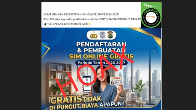 Klarifikasi lengkap: Hoaks Link Pendaftaran dan Pembuatan SIM Online Gratis