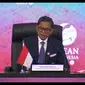 Wakil Menteri Luar Negeri Pahala Mansury menyampaikan terdapat pesan penting yang disampaikan oleh 3 para pemimpin negara yang hadir dalam ASEAN Indo-Pasific Forum (AIPF), di Hotel Mulia, Jakarta, Rabu (6/9/2023). (Tira/Liputan6.com)