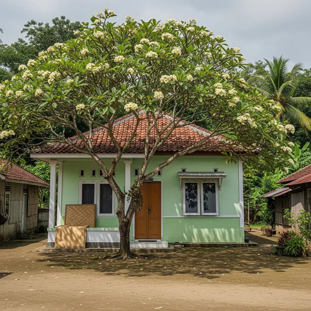 9 Desain Rumah Tipe 36 di Desa dengan Pohon Rindang, Hunian Nyaman dan Asri