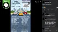 Viral 25 Ruas Jalan di Jakarta Kena Tarif, Ini Kata Dishub DKI