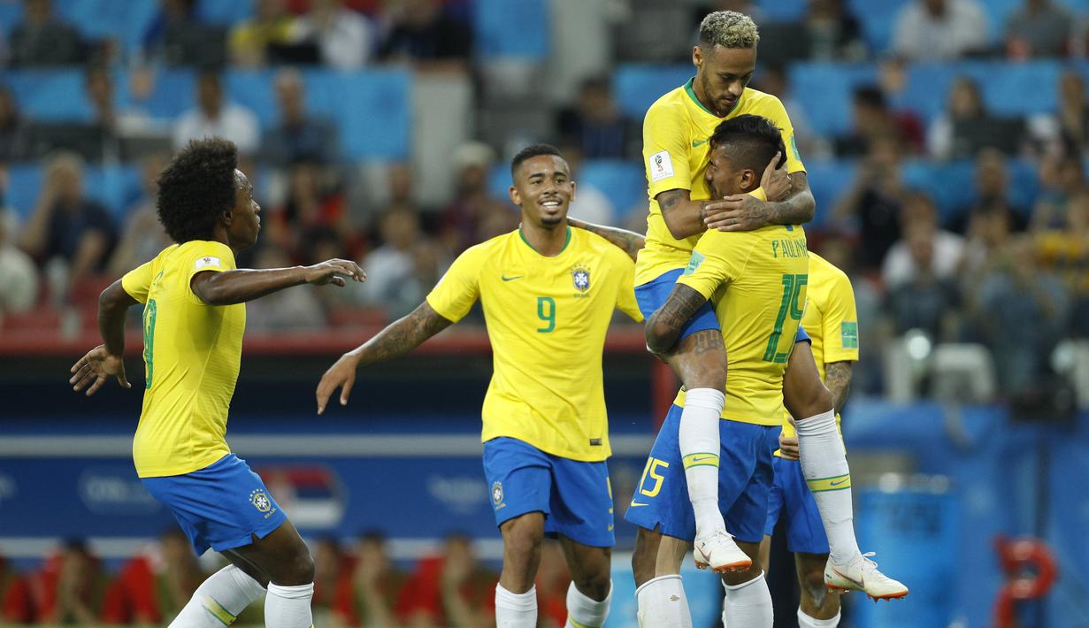Pada Piala Dunia 2014 di Brasil, Tim Samba berhasil menang lewat adu penalti saat melawan Chile dengan skor 3-2. (AP/Victor R. Caivano)