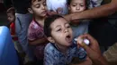 Program ini hasil kerjasama Organisasi Kesehatan Dunia (WHO), Kementerian Kesehatan Palestina, UNICEF, dan Badan PBB untuk Pengungsi Palestina (UNRWA), yang menargetkan lebih dari 600.000 anak di bawah usia 10 tahun. (Eyad BABA/AFP)