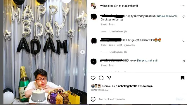Wika Salim rayakan ultah Max Adam (Foto: instagram wikasalim)