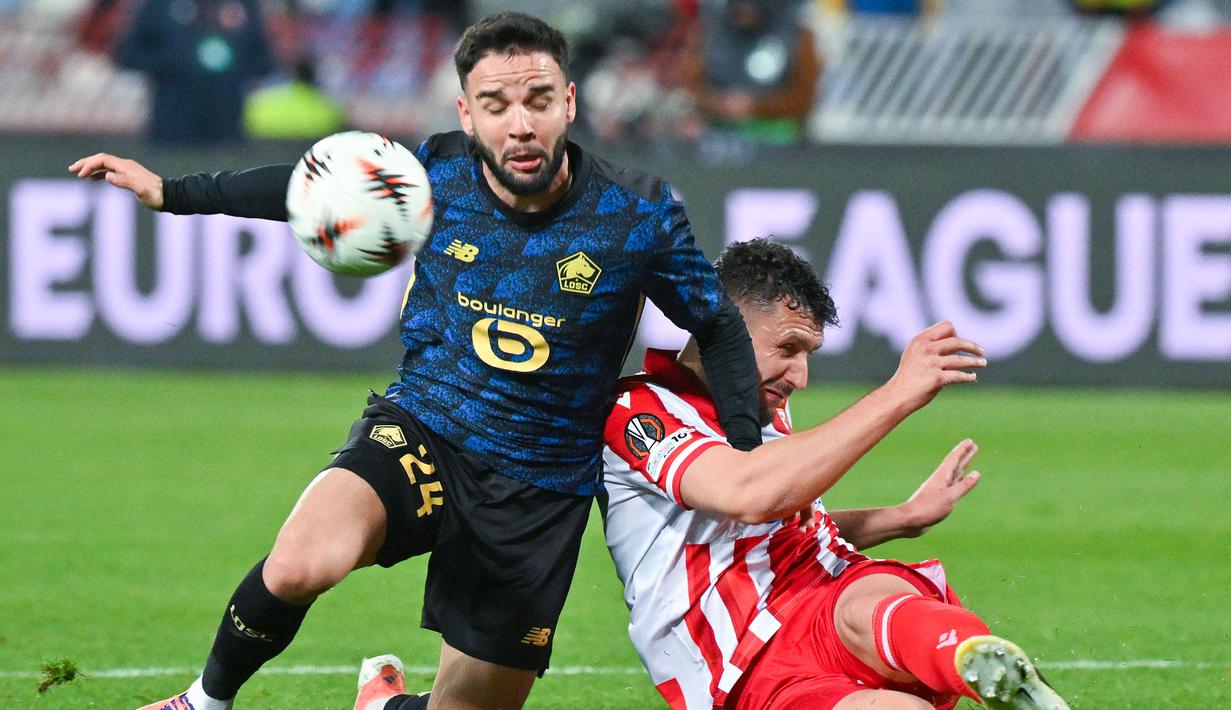 Pemain Timnas Indonesia yang memperkuat Lille, Calvin Verdonk, tetap menunjukkan penampilan berkelas meski timnya kandas 0-1 dari Red Star Belgrade pada Matchday 4 Liga Europa 2025/2026. (Andrej Isakovic)