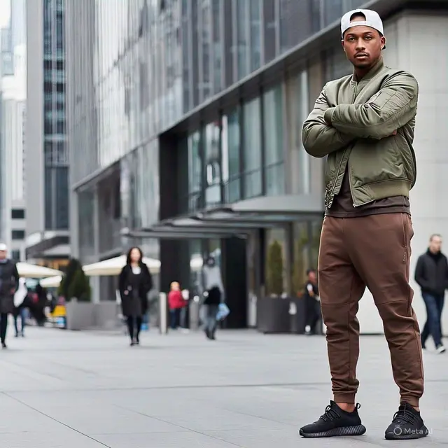 Celana Jogger Coklat dengan Jaket Bomber
