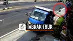 HILANG KENDALI, PEMOTOR TABRAK TRUK PARKIR