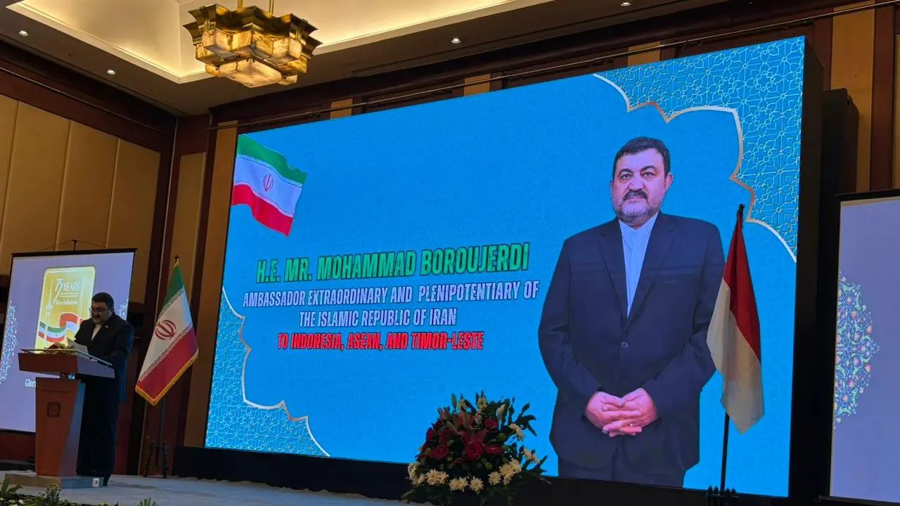 Duta Besar Iran untuk Indonesia Mohammad Boroujerdi pada peringatan HUT KE-75 hubungan diplomatik Iran-Indonesia di Jakarta, Selasa (4/2/2025).