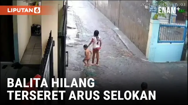 VIDEO: Detik-Detik Balita Jatuh ke Selokan Terbawa Arus saat Bermain Hujan