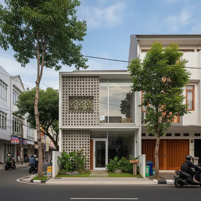 6 Desain Fasad Roster untuk Rumah yang Berhadapan Langsung dengan Jalan