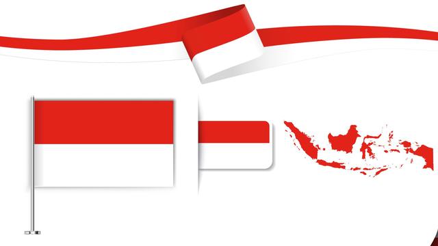 Ilustrasi Indonesia, bendera, peta