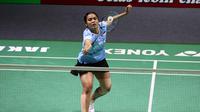 Tunggal putri Indonesia, Gregoria Mariska Tunjung, tampil pada babak 16 besar Indonesia Open 2024 di Istora, Senayan, Jakarta, Kamis (6/6/2024). (Bola.com/PBSI)