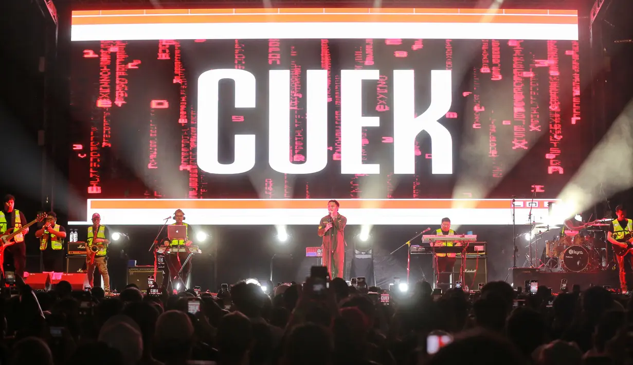 Selain suguhan musik asik, ia juga memikat fans dengan visual dan kostum unik. [Adrian Putra/Fimela.com]