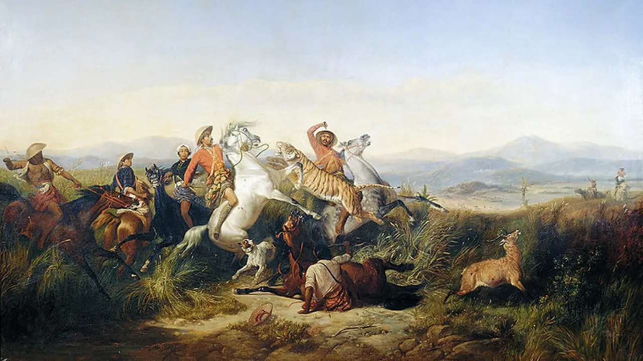 Berburu rusa, lukisan karya Raden Saleh. (Sumber Foto: Wikimedia Commons)