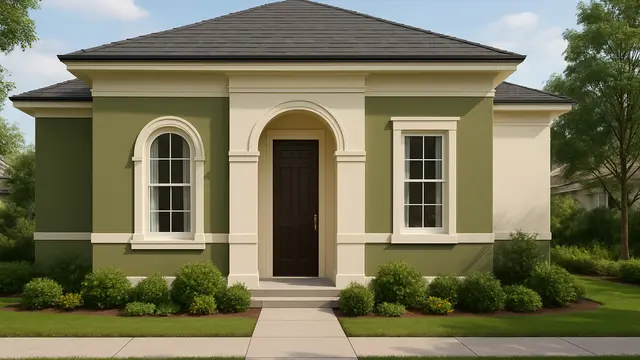 Inspirasi Cat Depan Rumah Warna Hijau dan Krem