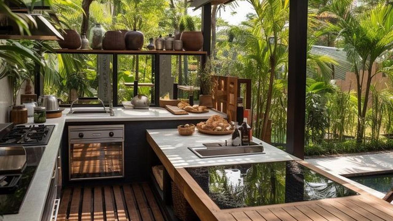 Desain Dapur Minimalis Sederhana di Desa dengan Suasana Perkebunan