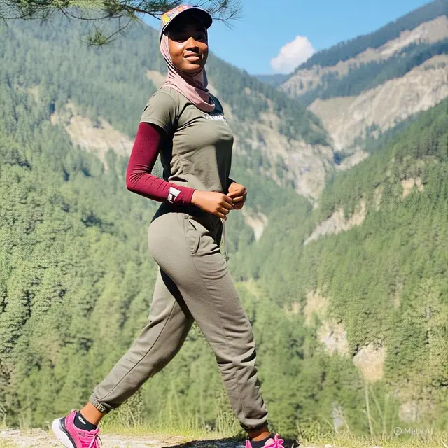 Camping Outfit Hijab. Foto: Meta AI