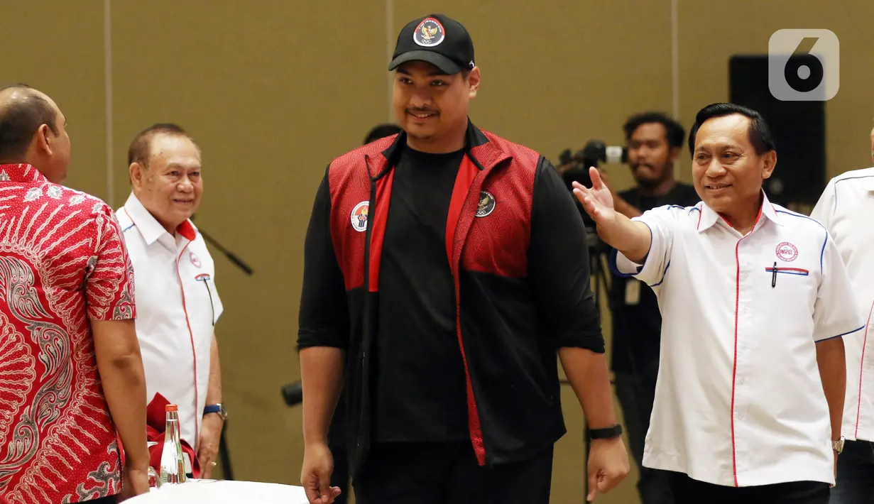 Dalam acara tersebut sekaligus seremoni pemberian apresiasi kepada pelatih, pemain, dan jajaran tim yang ikut pada perhelatan SEA Games 2023. (Liputan6.com/Johan Tallo)