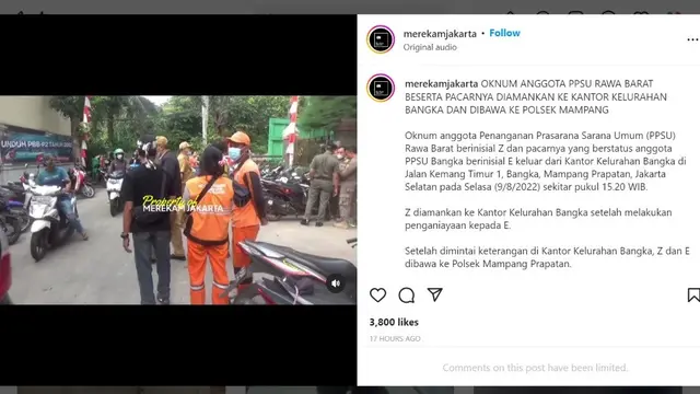 Viral video anggota PPSU aniaya pacar di Jakarta Selatan (Jaksel).
