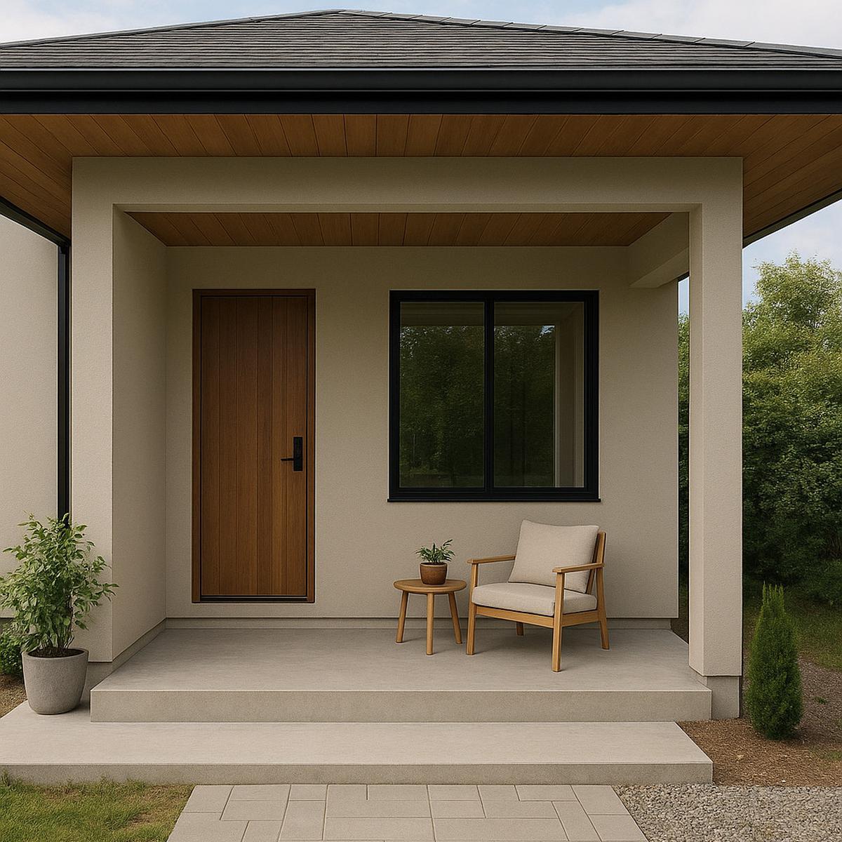 Teras Gaya Modern dengan Overstek Minimalis