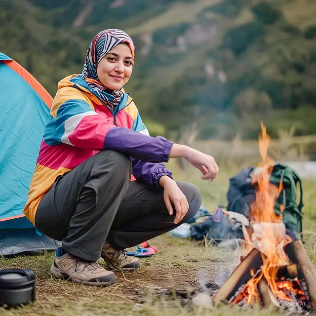 Outfit Camping Muslimah: Buff Multifungsi dengan Outfit Camping Colorful