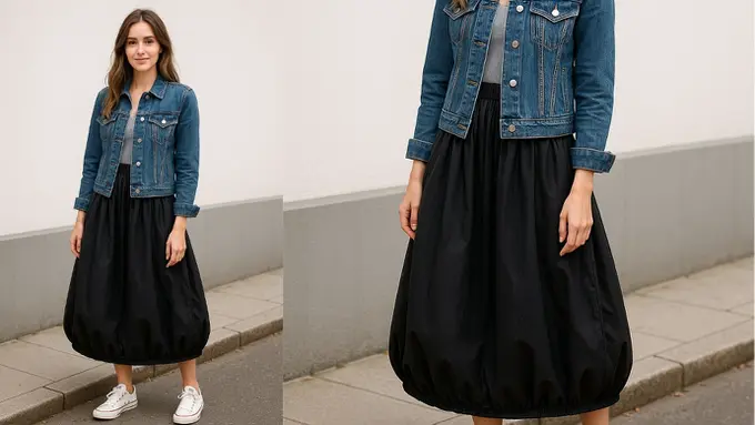 Rok Balon Panjang Cocok dengan Baju Apa? Ini 8 Rekomendasinya (sumber: Meta AI)