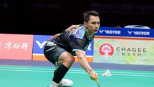 Tunggal putra Indonesia Jonatan Christie dikalahkan Ayush Shetty dari India dengan dua game langsung 21-23 dan 17-21 pada perempat final Kejuaraan Bulu Tangkis Asia 2026 di Ningbo Olympic Sports Center, China, Jumat (10/4). (foto: PBSI)