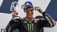 Pembalap Yamaha, Fabio Quartararo, finis di urutan kedua pada balapan MotoGP San Marino 2021. (AFP/Andreas Solaro)