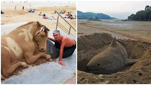 Hanya dengan Pasir, 7 Patung Karya Pria Ini Terlihat Sangat Nyata
