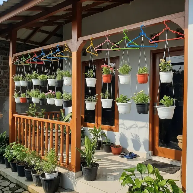Kebun Mini Gantung dari Hanger Bekas