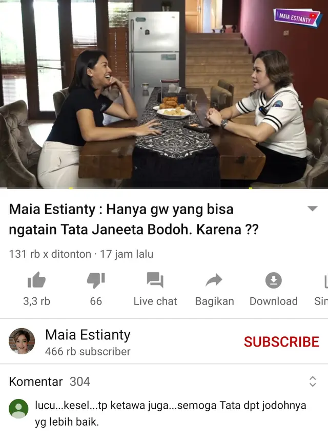 Unggahan Maia Estianty. (Foto: YouTube Maia Estianty)