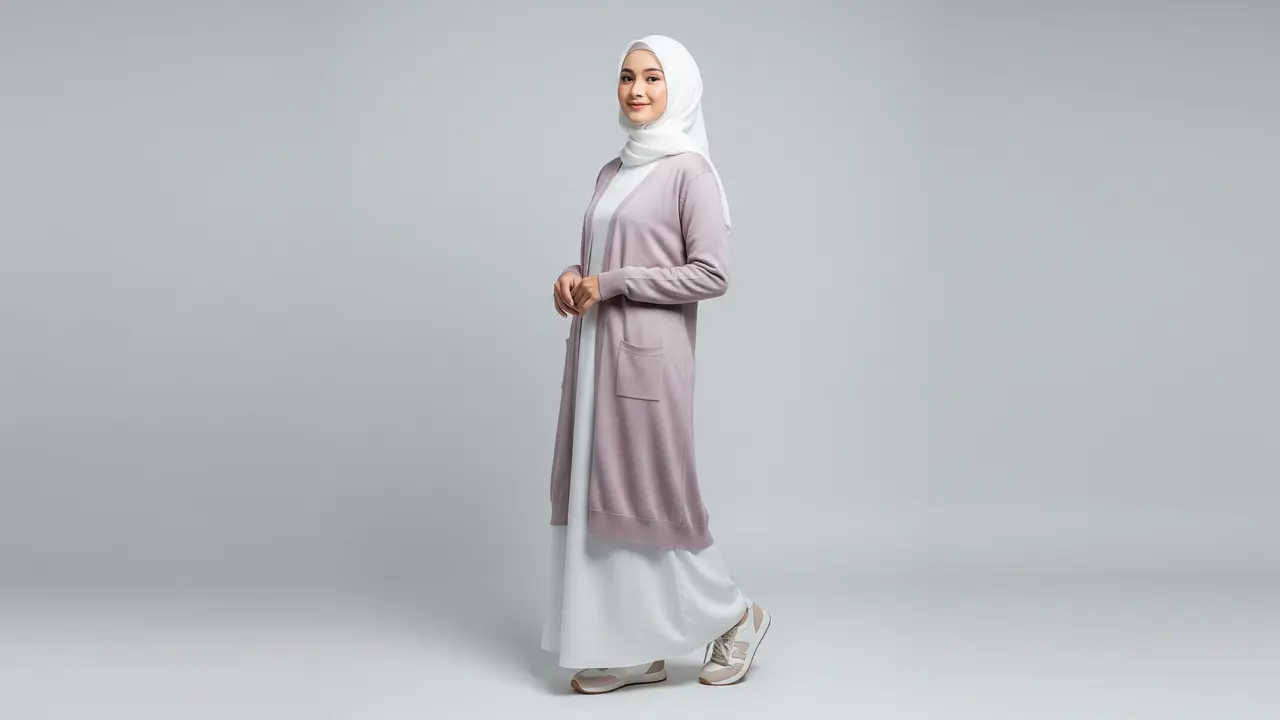 Model Gamis Cardigan Terbaru/ Ilustrasi AI