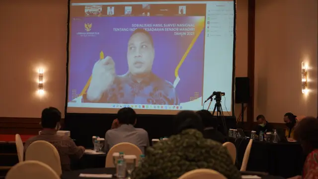 Sosialisasi hasil survei nasional tentang indeks kesadaran sensor mandiri tahun 2021. (Sumber: dok. LSF)