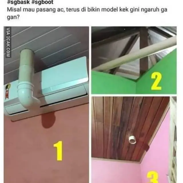 10 Posisi Nyeleneh Pemasangan AC dini Bikin Heran, 1 Alat untuk 3 Ruangan