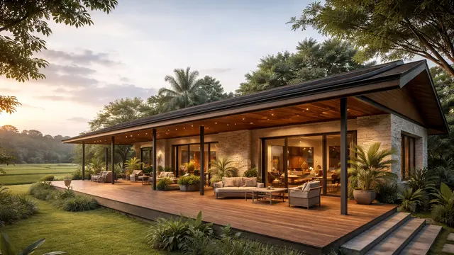Model Rumah Minimalis Desa dengan Kombinasi Tembok dan Kayu Alami/Chat GPT