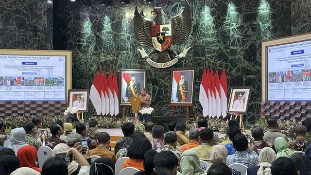 Gubernur DKI Jakarta Pramono Anung dalam acara Musrenbang Rencana Kerja Pemerintah Daerah Provinsi DKI Jakarta Tahun 2027, Kamis (16/4/2026).