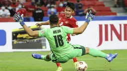 Witan Sulaeman. Sayap kanan Timnas Indonesia berusia 20 tahun yang memperkuat Lechia Gdansk ini sukses mencetak 2 gol dan 3 assist. Ia selalu bermain dalam 7 laga Timnas Garuda di Piala AFF 2020. Ketenangan, visi bermain dan pergerakan yang bagus jadi satu paket kelebihannya. (AP/Suhaimi Abdullah)