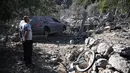 Serangan Israel itu terjadi sehari setelah drone Hizbullah menghantam sebuah pangkalan militer di Israel utara yang menewaskan empat tentara dan melukai tujuh lainnya. (JOSEPH EID/AFP)
