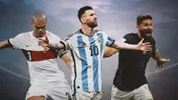 Ilustrasi - Pepe, Lionel Messi, Olivier Giroud (Bola.com/Bayu Kurniawan Santoso)
