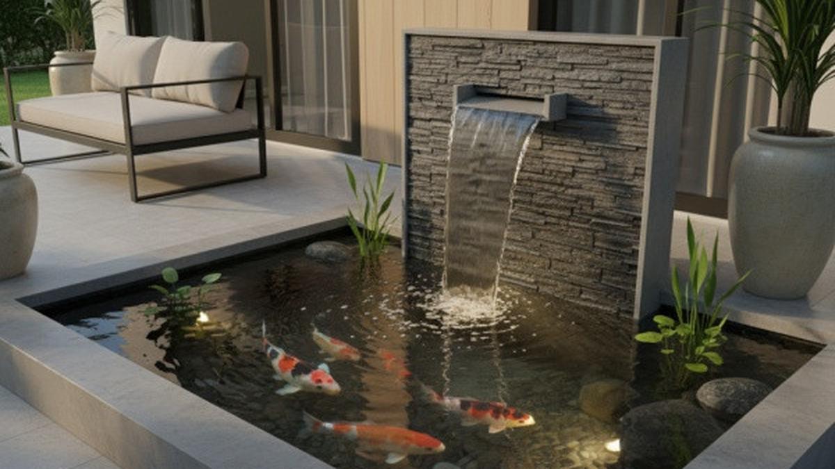7 Model Kolam Ikan Mini Air Terjun di Teras Rumah yang Minimalis tapi Mewah, Estetik dan Asri